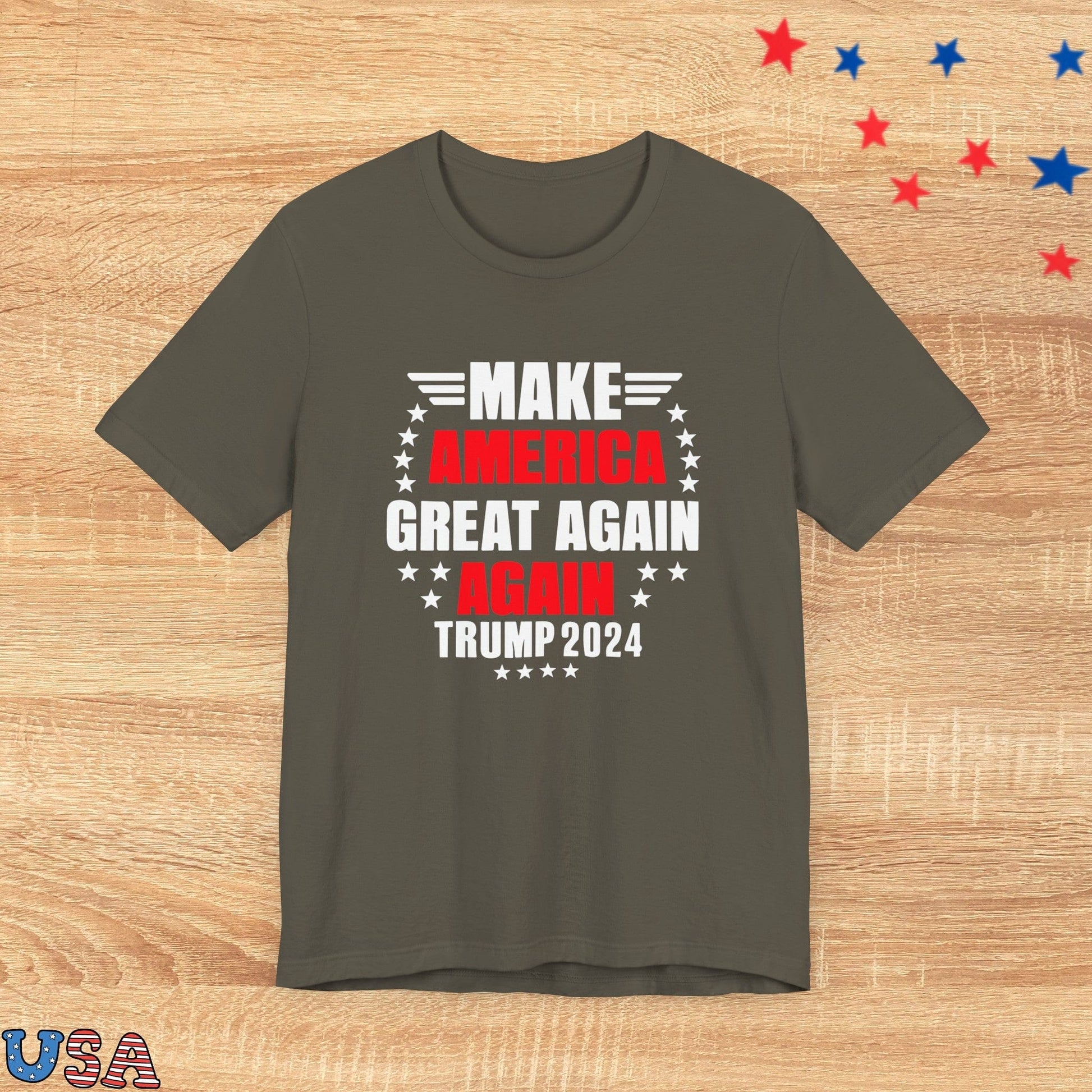 patriotic stars T-Shirt Army / XS Make America Great Again Again 2024
