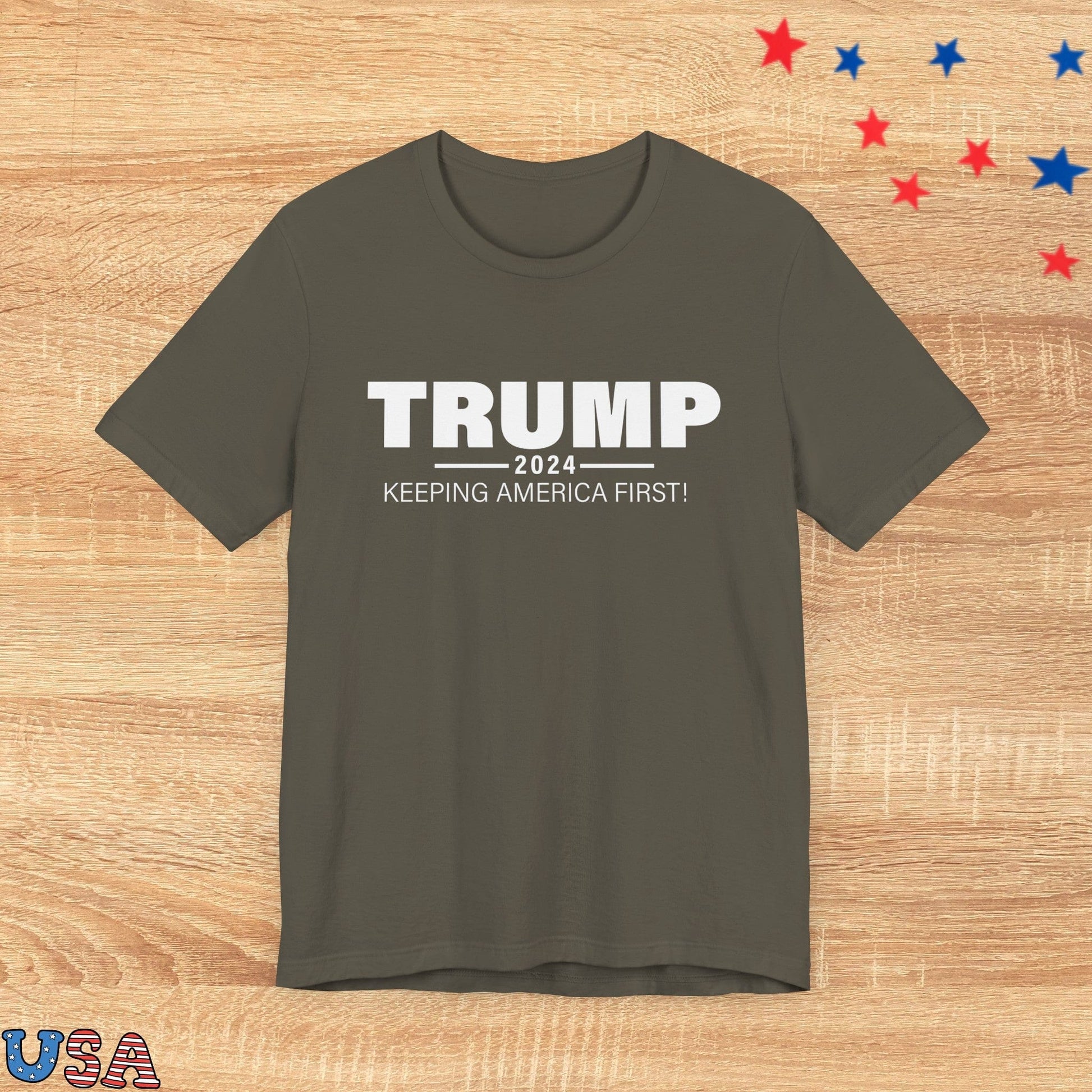 patriotic stars T-Shirt Army / XS Trump keeping America First!