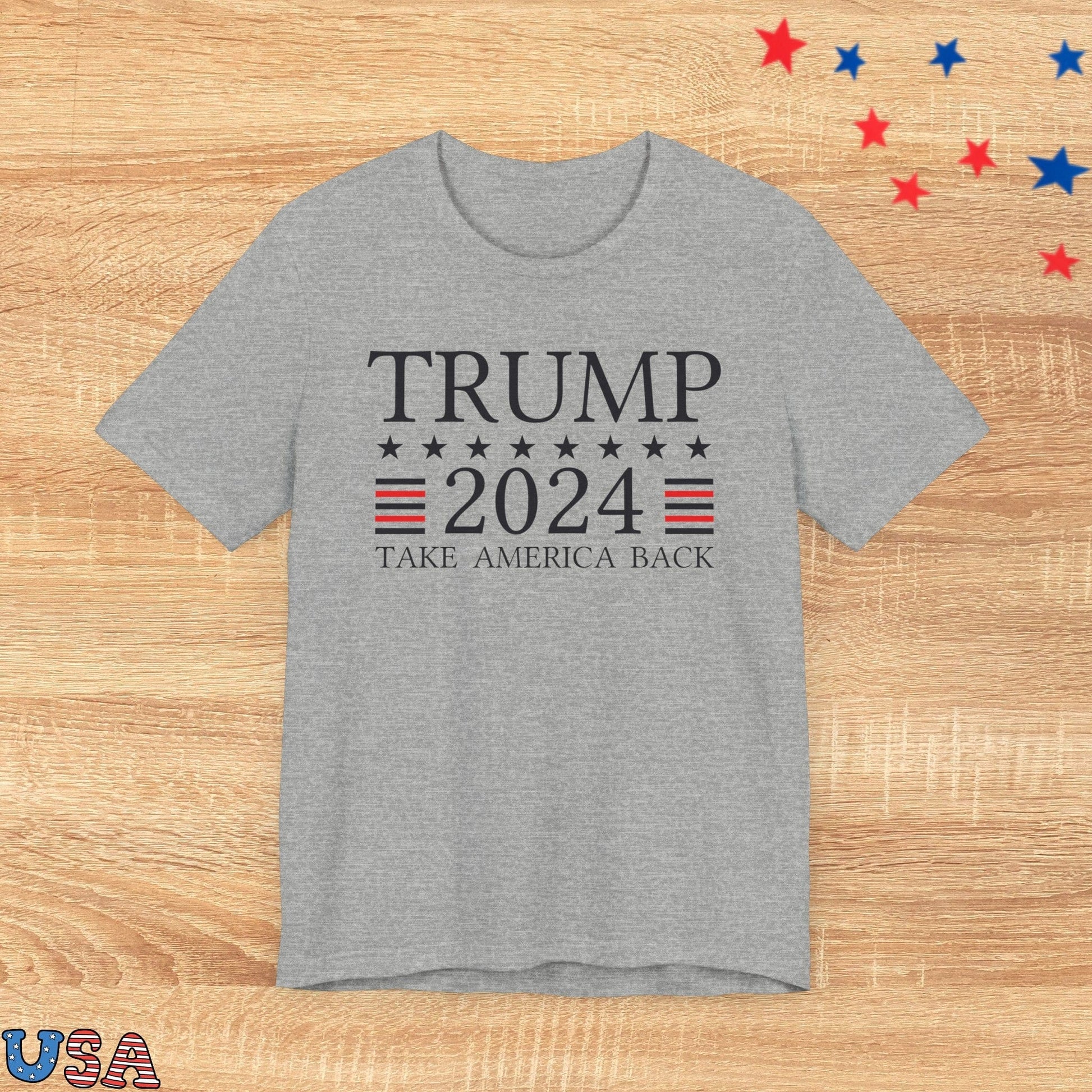 patriotic stars T-Shirt Athletic Heather / XS Trump 2024 Red Lines