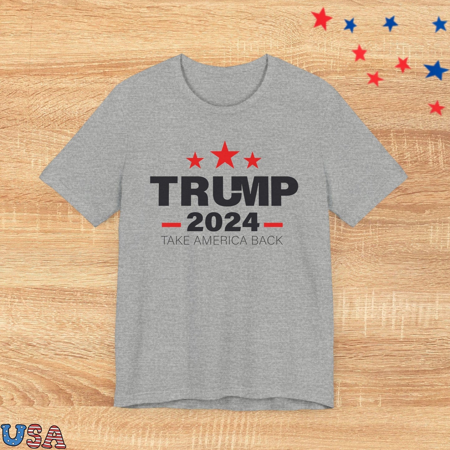 patriotic stars T-Shirt Athletic Heather / XS Trump 2024 Red Stars