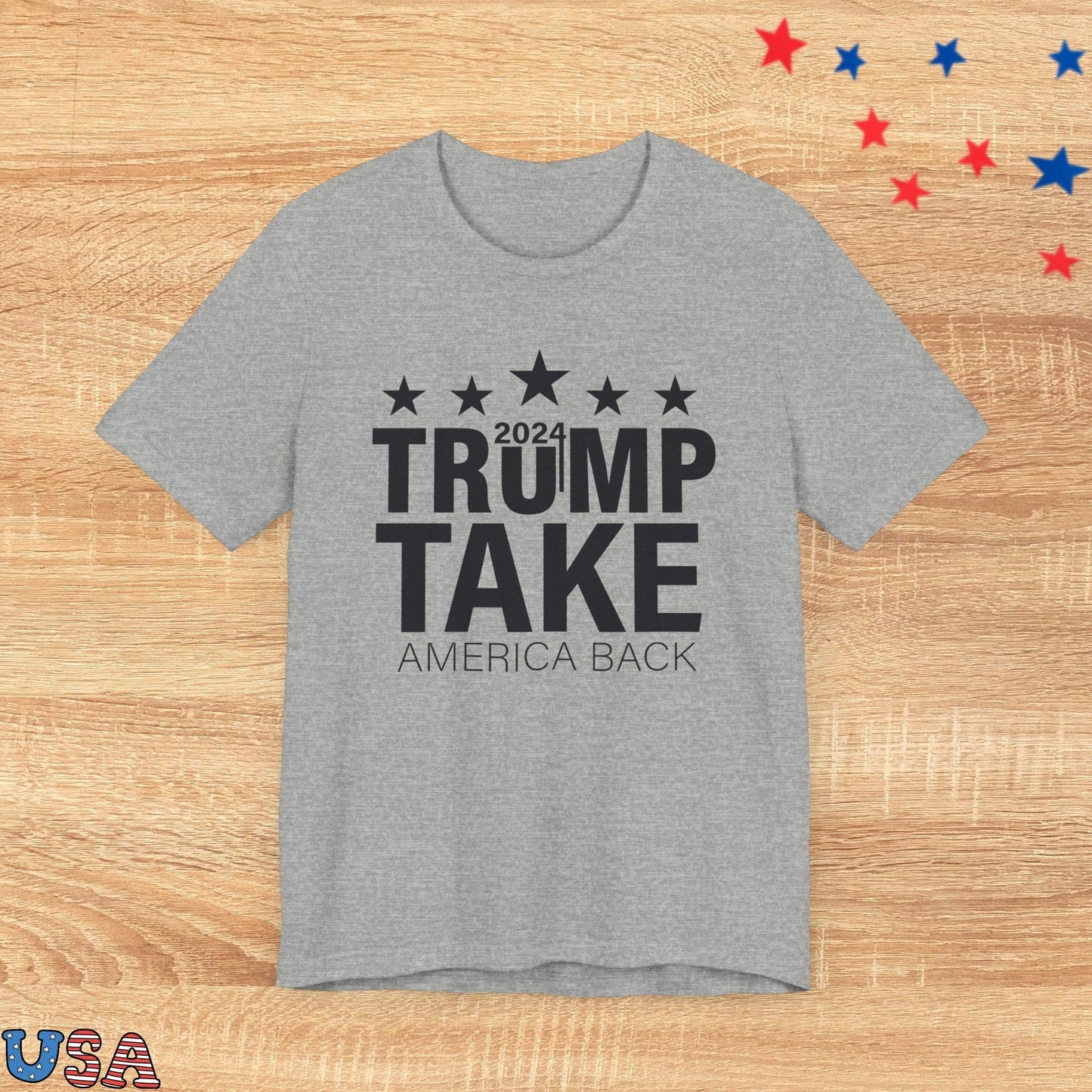 patriotic stars T-Shirt Athletic Heather / XS Trump 2024 Take America Back