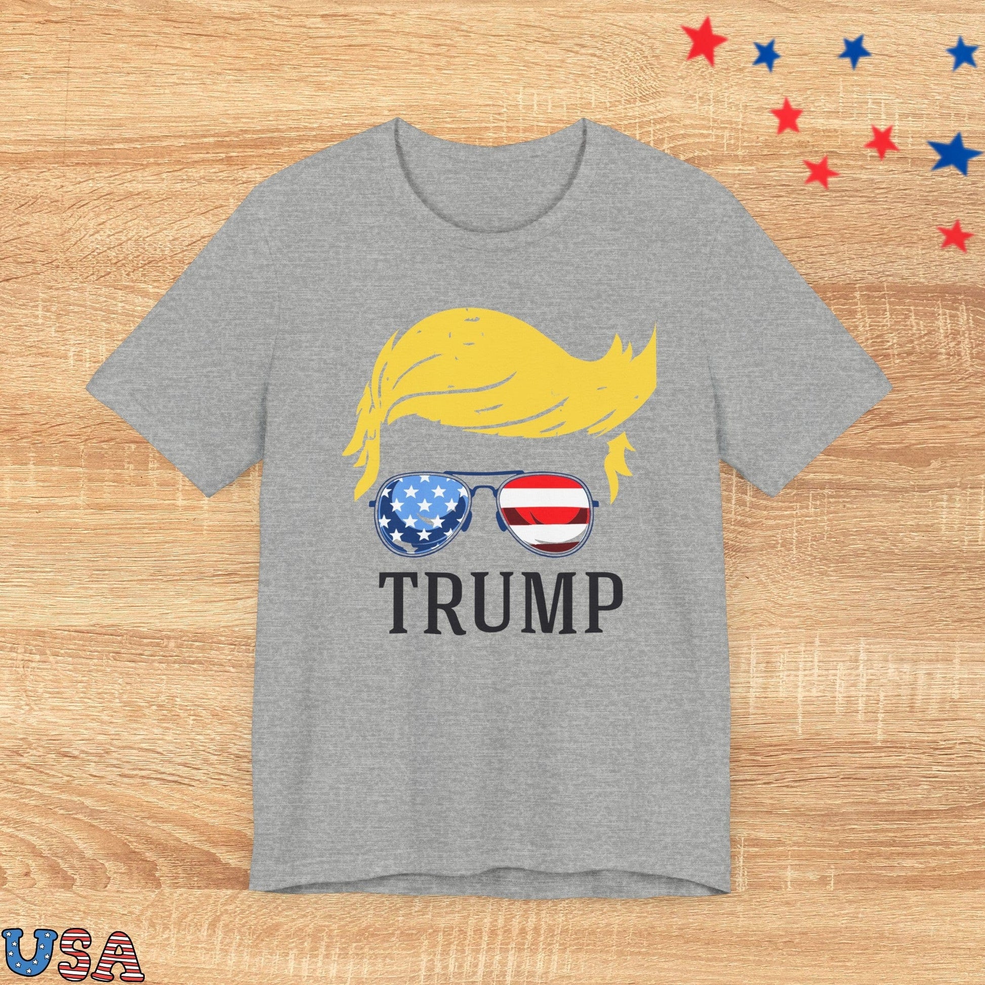 patriotic stars T-Shirt Athletic Heather / XS Trump With USA Flag glasses