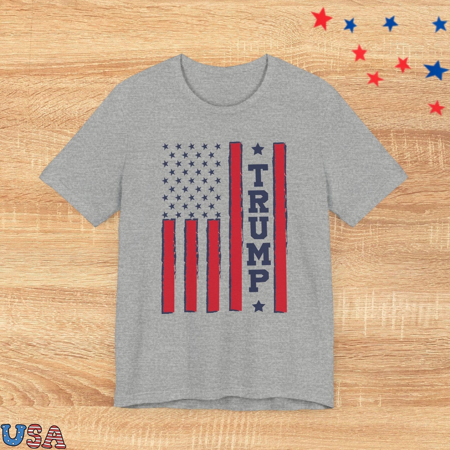 patriotic stars T-Shirt Athletic Heather / XS USA Flag - Trump 2024