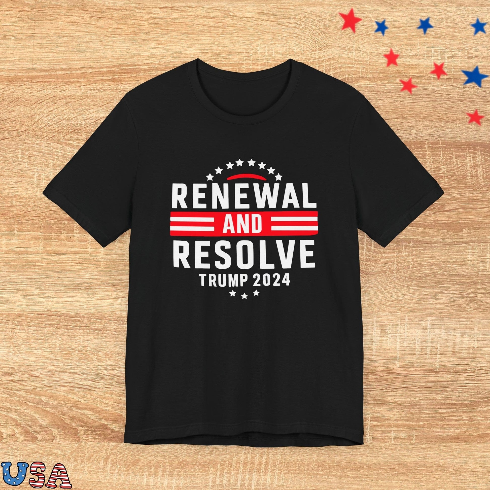 patriotic stars T-Shirt Black / XS Renewal And Resolve Trump 2024