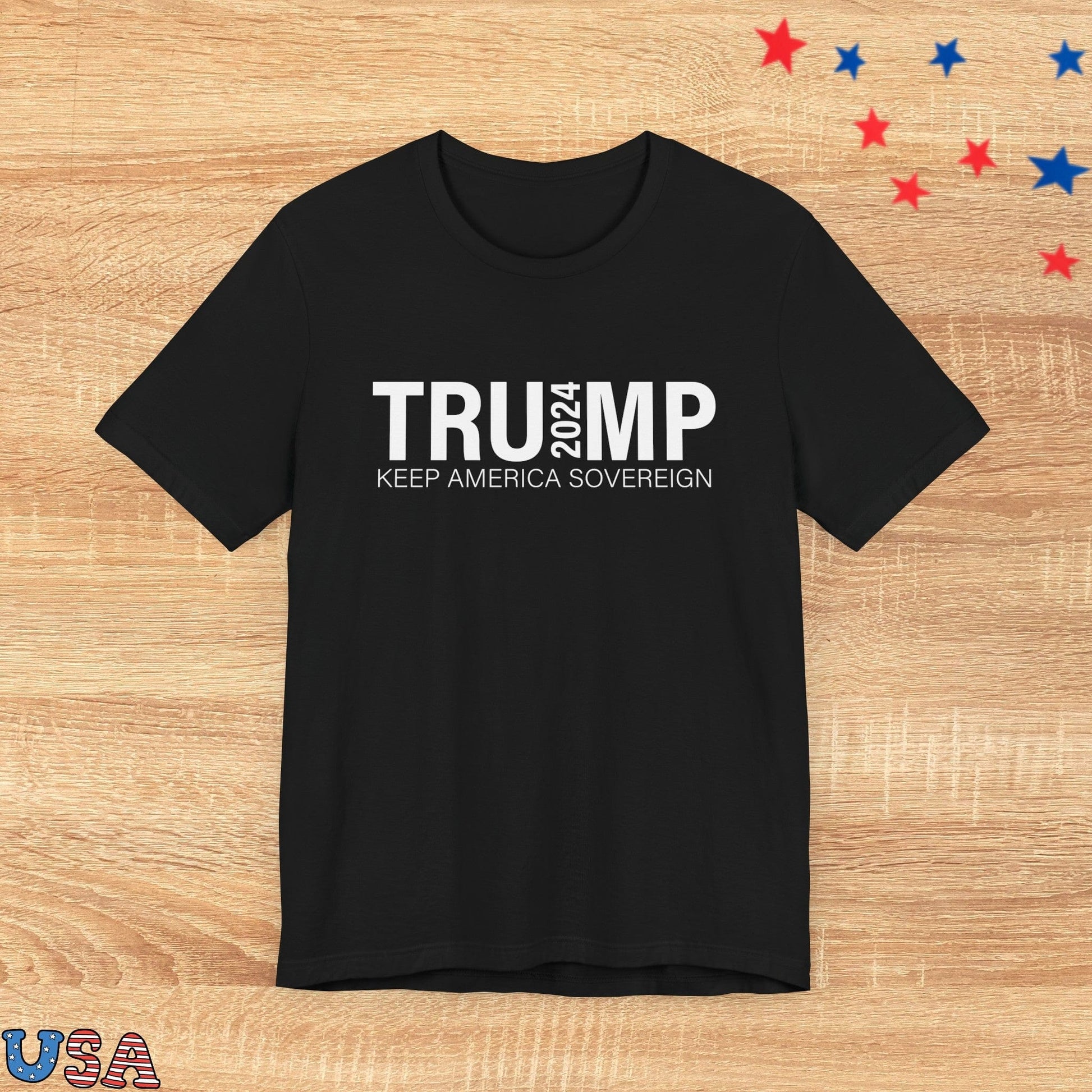 patriotic stars T-Shirt Black / XS Trump 2024 Keep America Sovereign