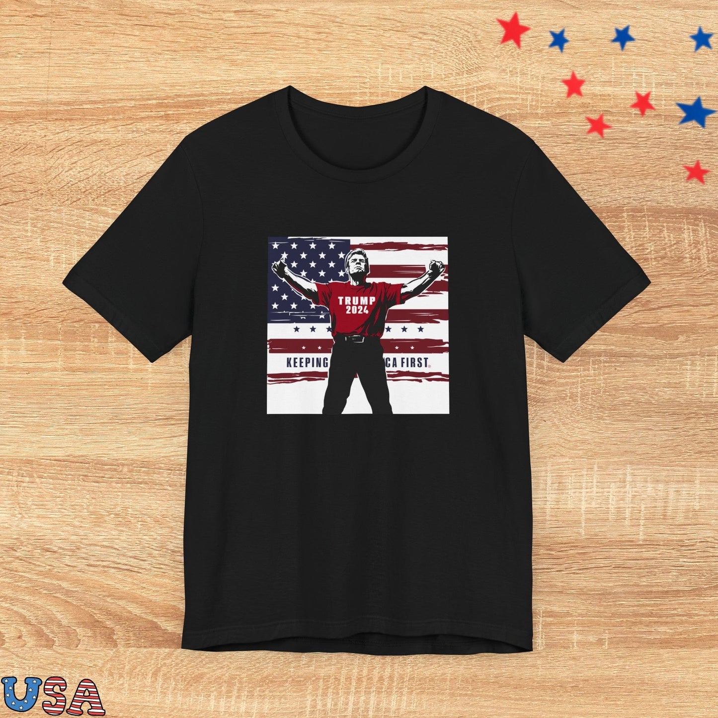 patriotic stars T-Shirt Black / XS Trump Hero
