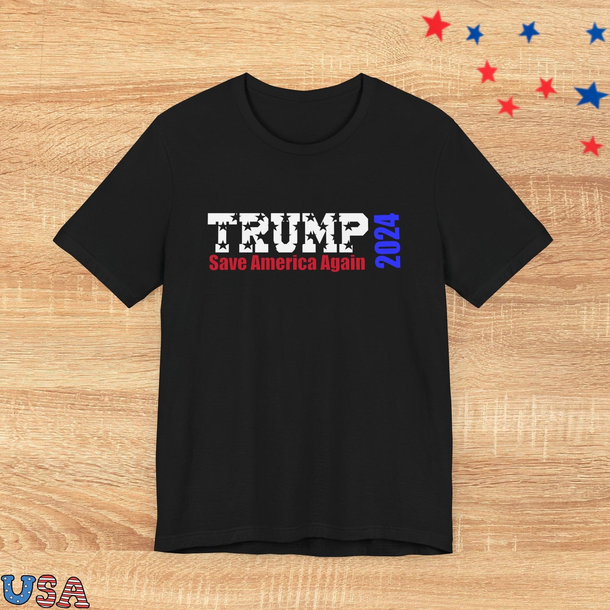 patriotic stars T-Shirt Black / XS Trump Save America Again 2024