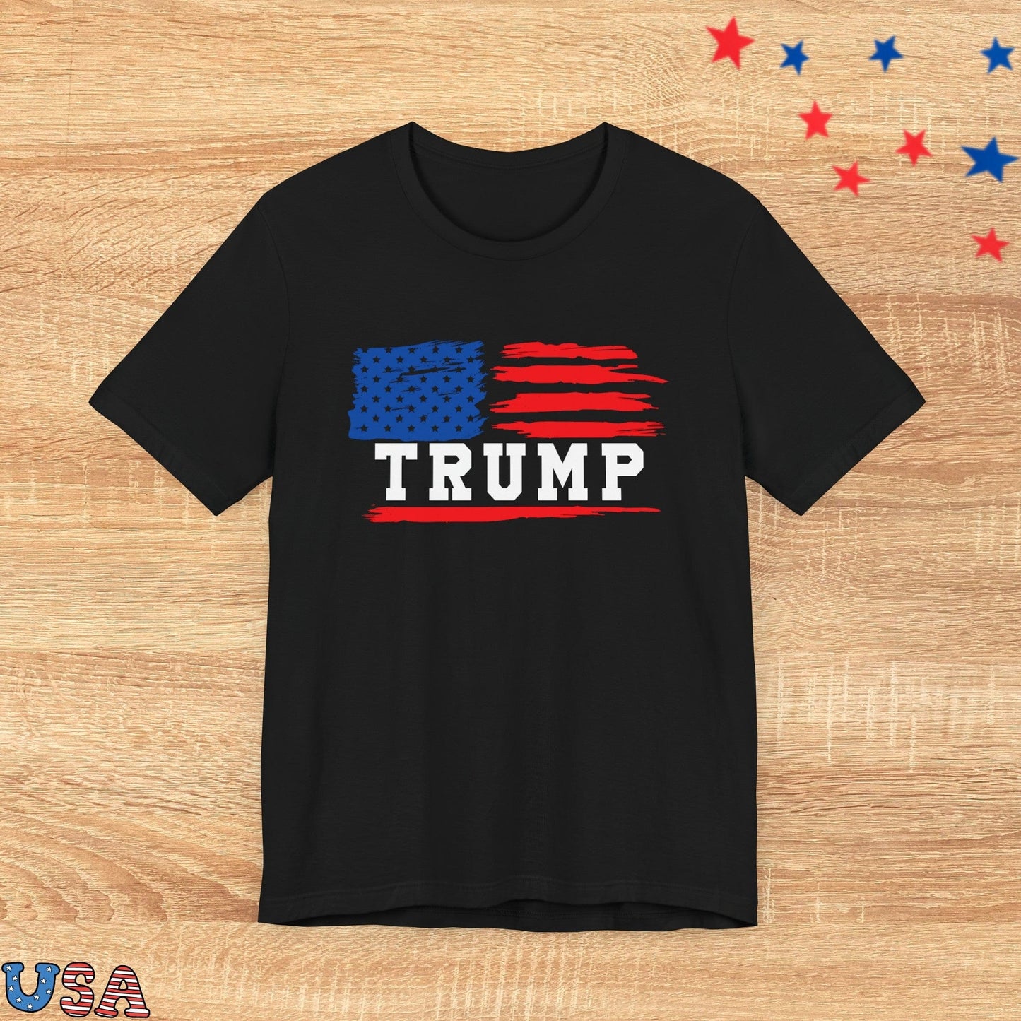 patriotic stars T-Shirt Black / XS Trump USA Flag