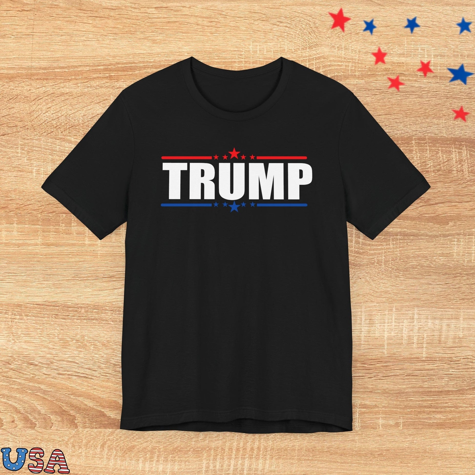 patriotic stars T-Shirt Black / XS Trump With Red & Blue Stars