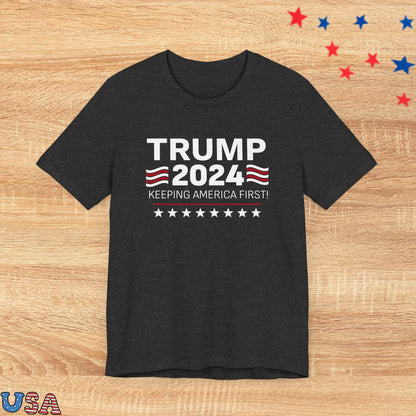 patriotic stars T-Shirt Dark Grey Heather / XS Trump 2024 Keeping America First!