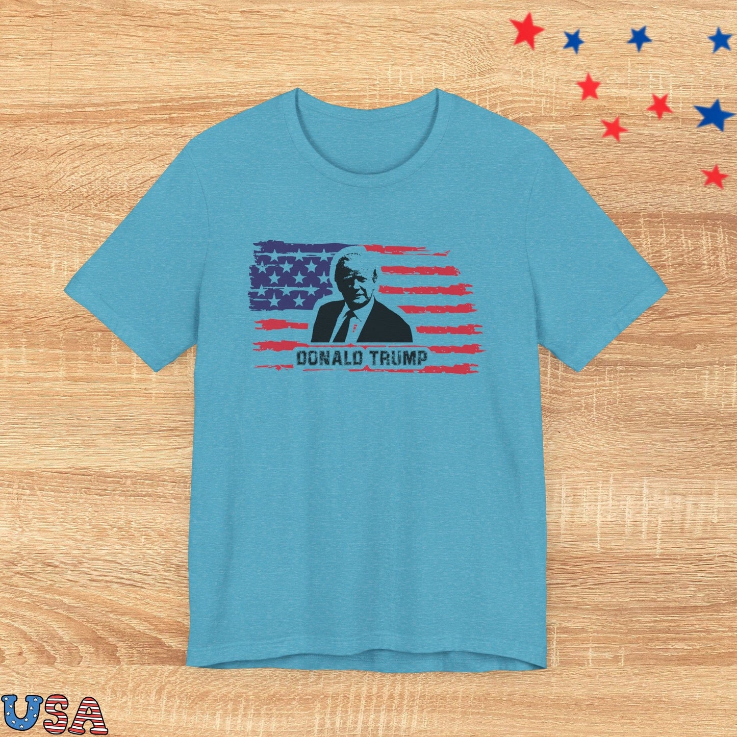 patriotic stars T-Shirt Heather Aqua / XS Donald Trump And The Flag