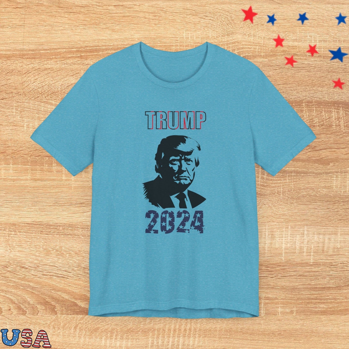 patriotic stars T-Shirt Heather Aqua / XS Trump 2024