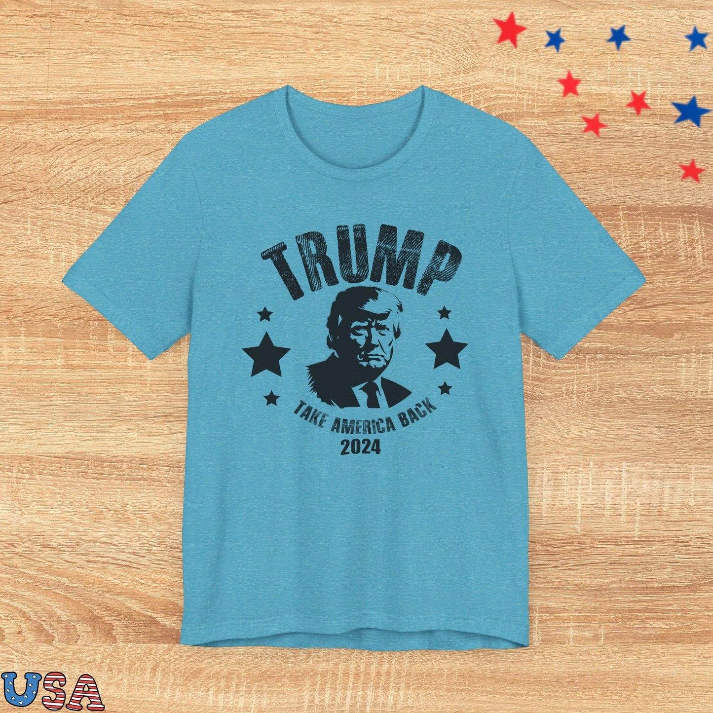 patriotic stars T-Shirt Heather Aqua / XS Trump Take America Back 2024