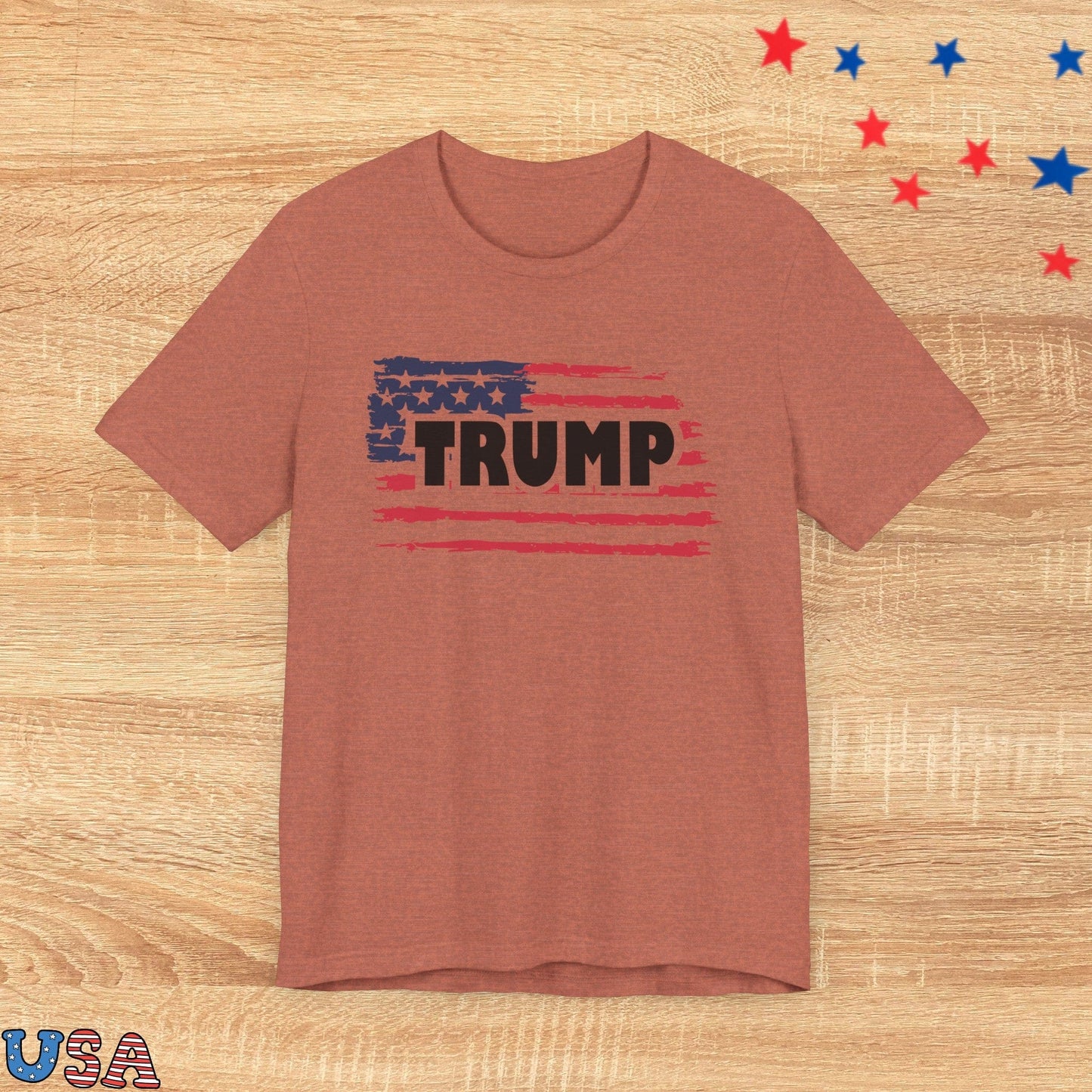 patriotic stars T-Shirt Heather Clay / XS Trump USA Flag