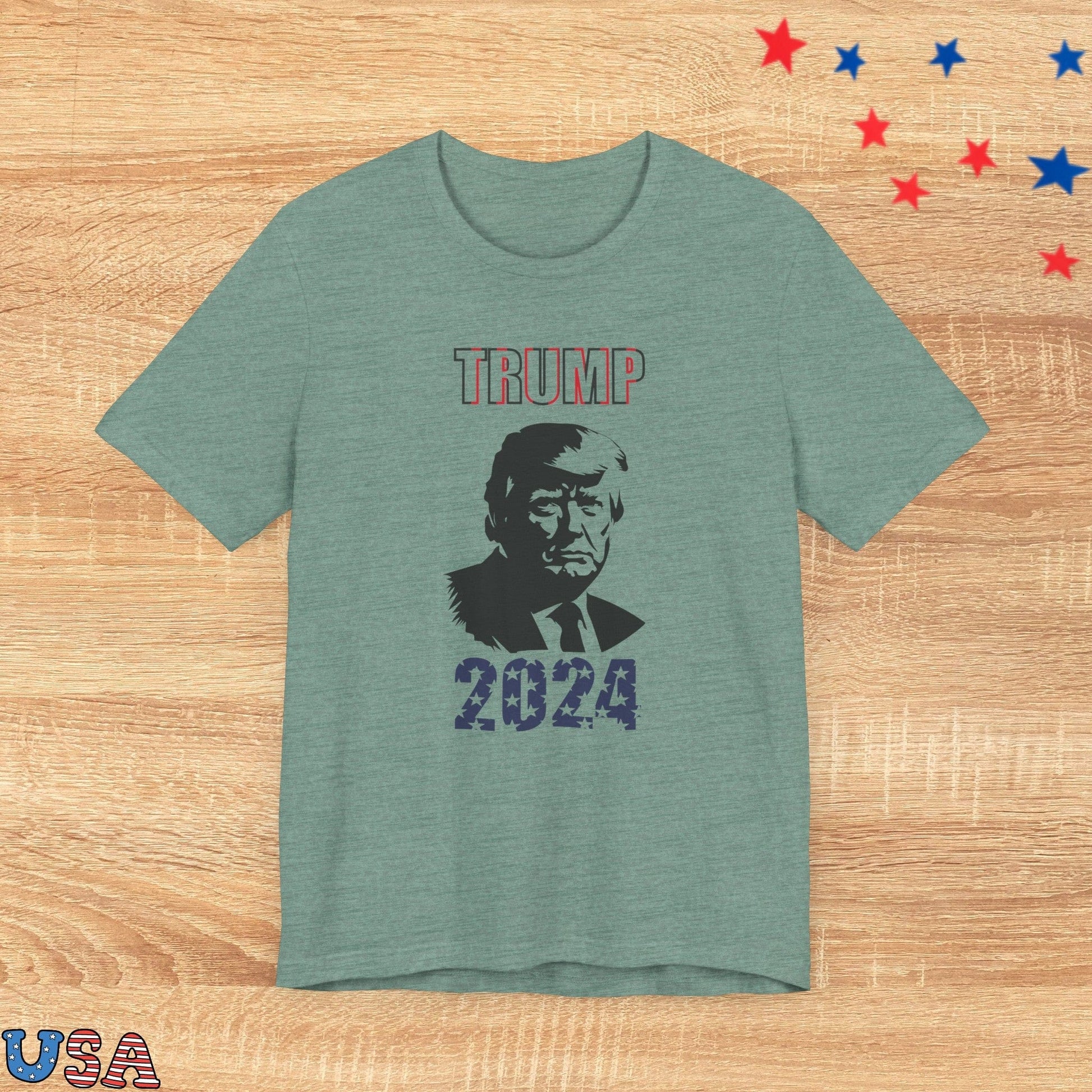 patriotic stars T-Shirt Heather Dusty Blue / XS Trump 2024