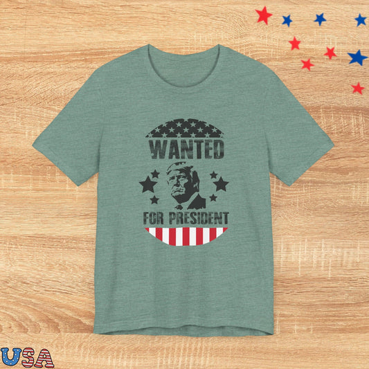 patriotic stars T-Shirt Heather Dusty Blue / XS Wanted for President