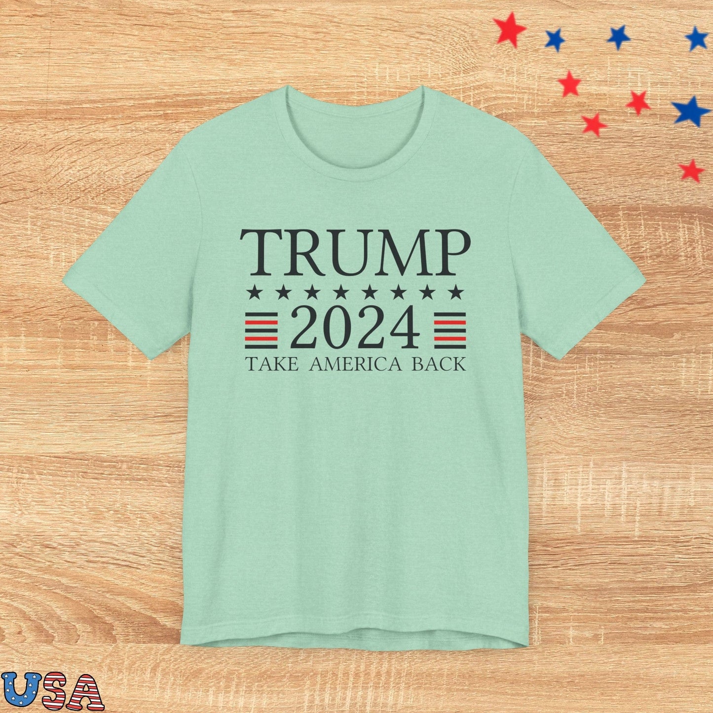 patriotic stars T-Shirt Heather Mint / XS Trump 2024 Red Lines