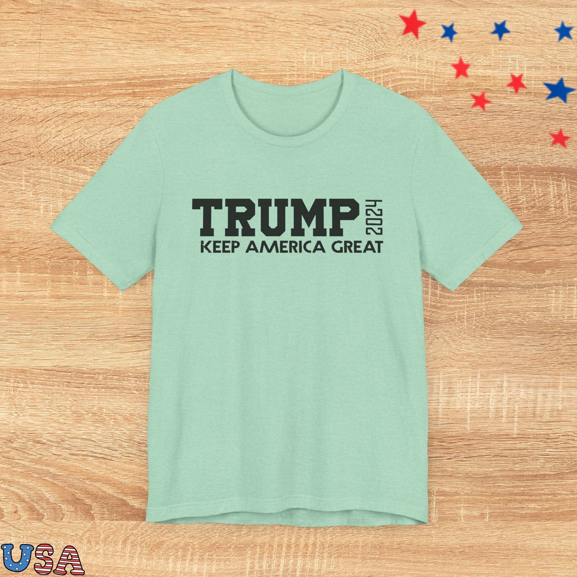 patriotic stars T-Shirt Heather Mint / XS Trump Keep America Great 2024
