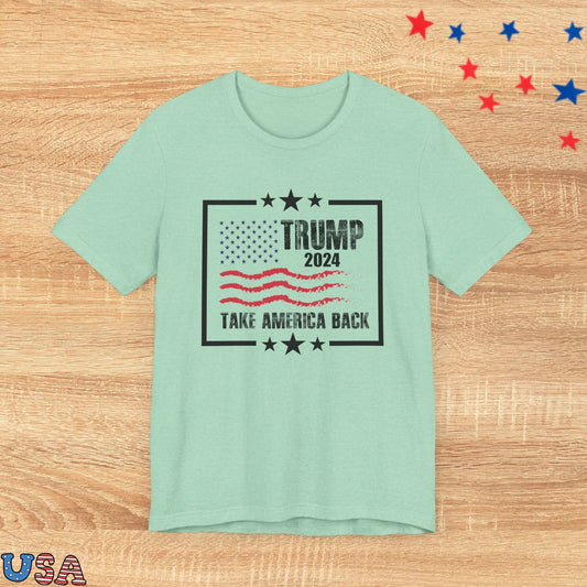 patriotic stars T-Shirt Heather Mint / XS Trump USA Flag Take America Back