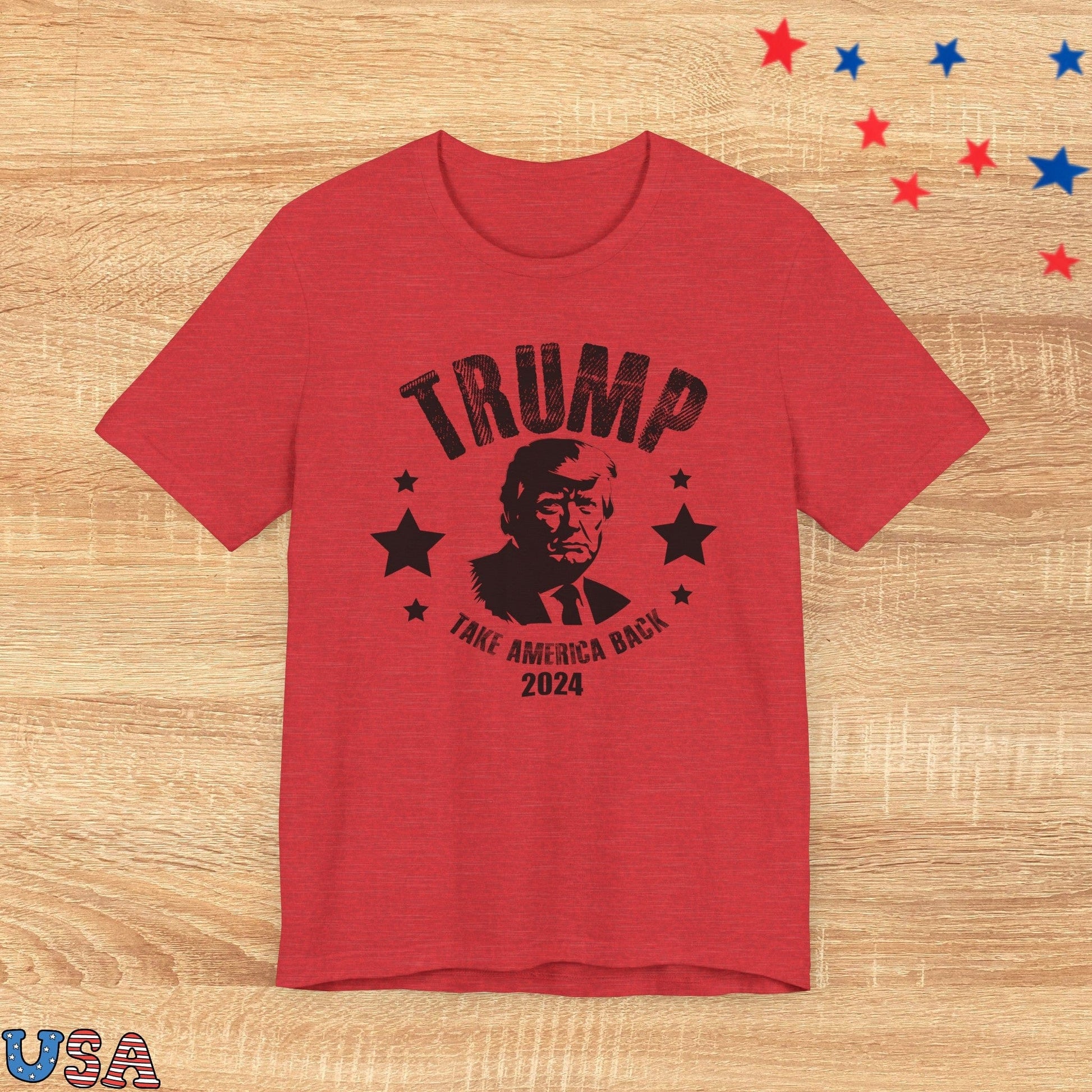 patriotic stars T-Shirt Heather Red / XS Trump Take America Back 2024