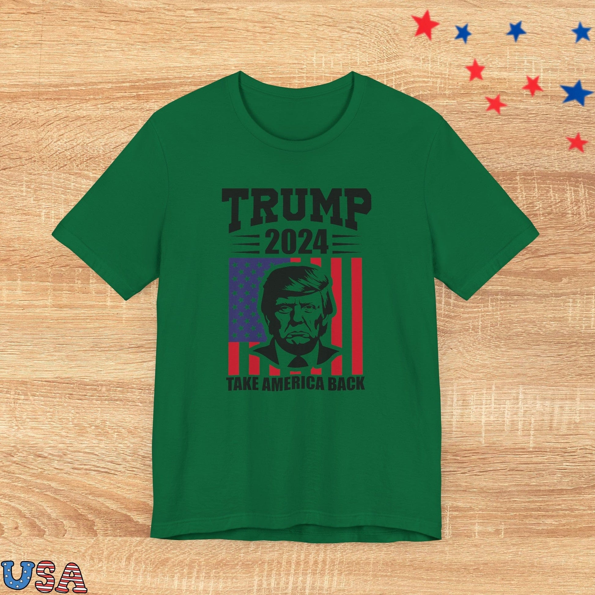 patriotic stars T-Shirt Kelly / XS Trump 2024 Flag - Take America Back
