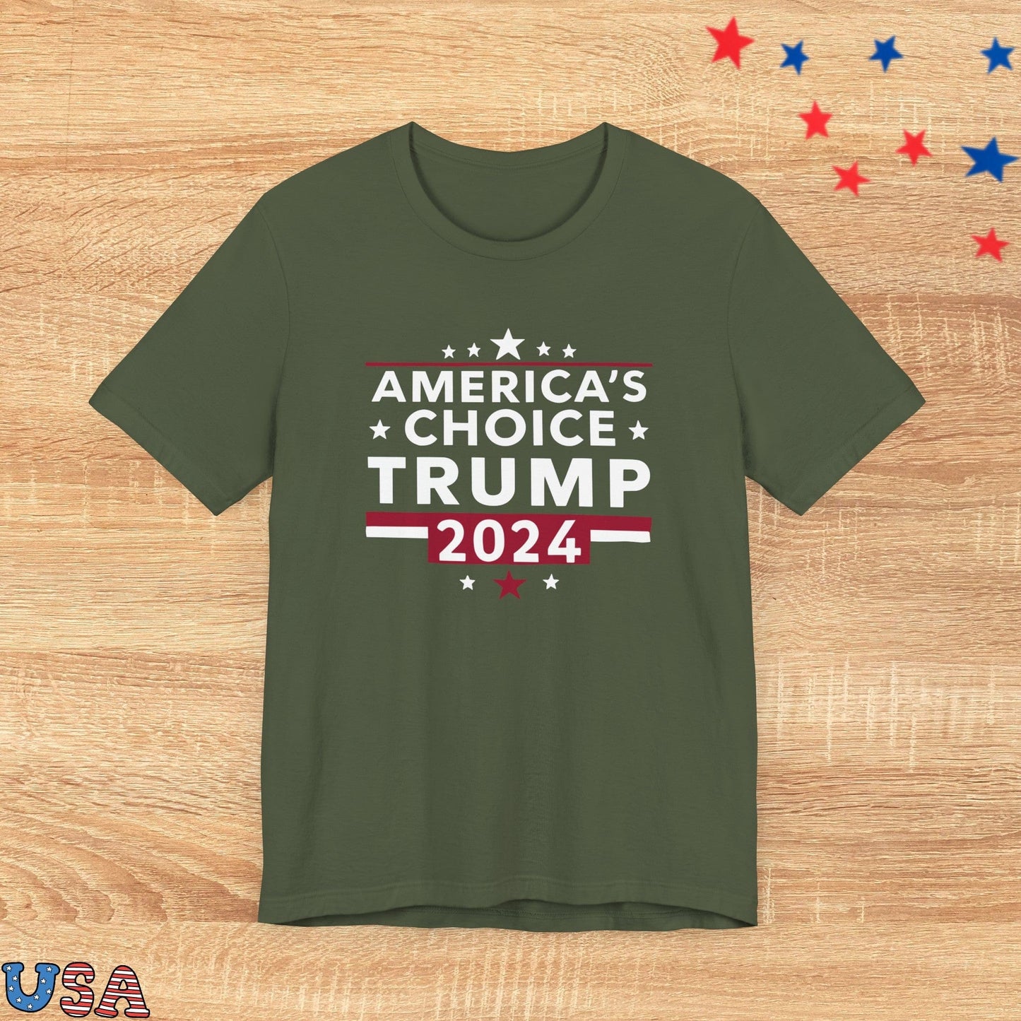 patriotic stars T-Shirt Military Green / XS America's Choice Trump 2024