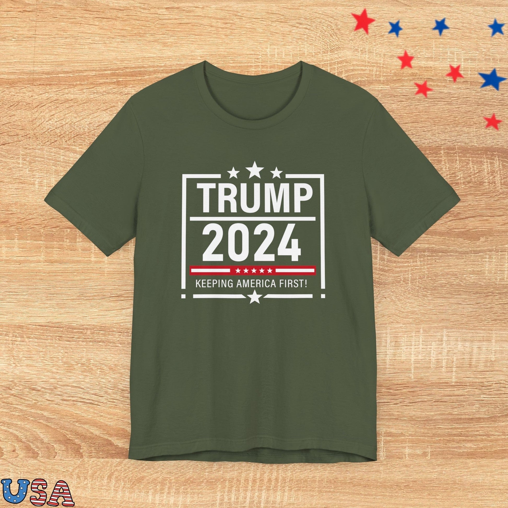 patriotic stars T-Shirt Military Green / XS Keeping America First!