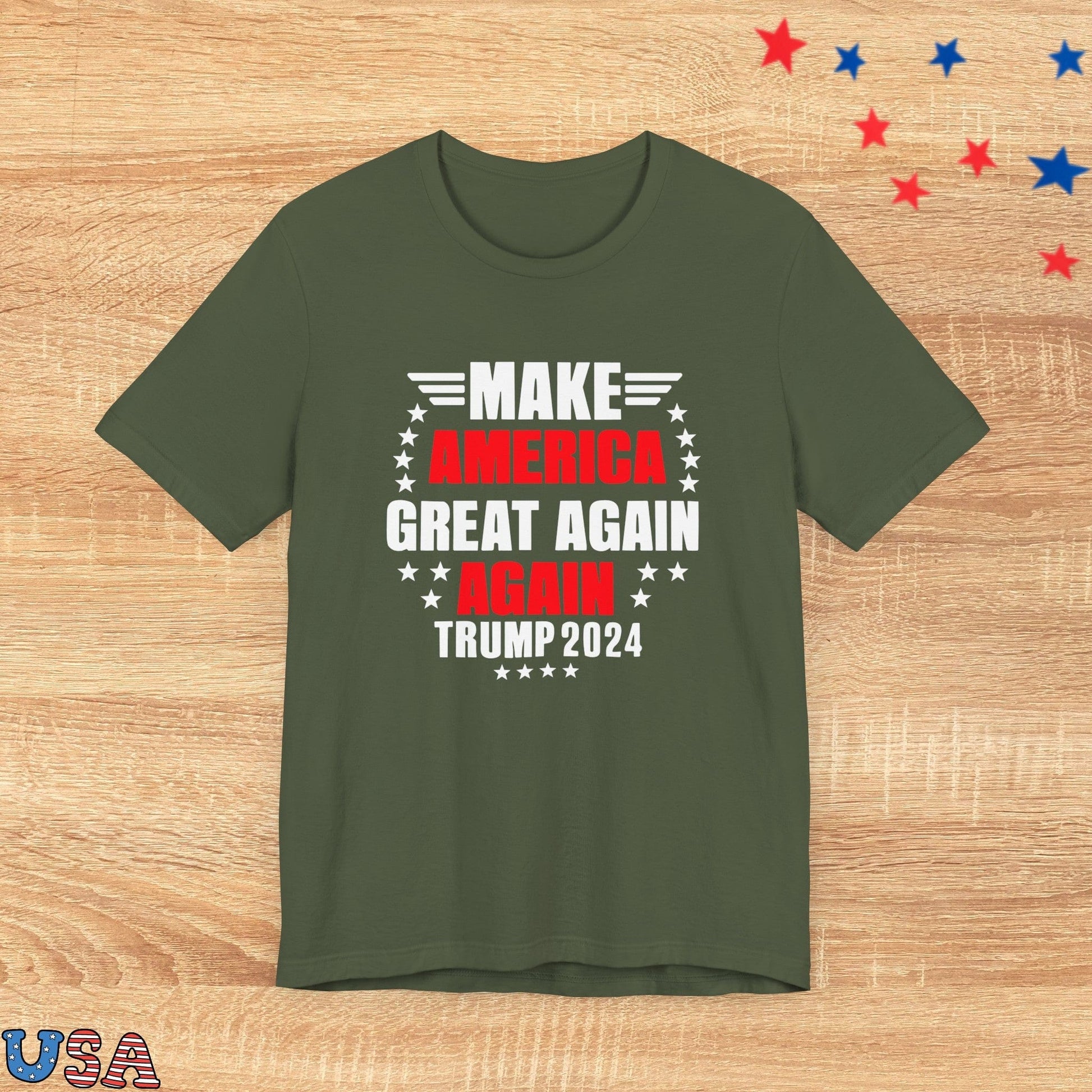 patriotic stars T-Shirt Military Green / XS Make America Great Again Again 2024