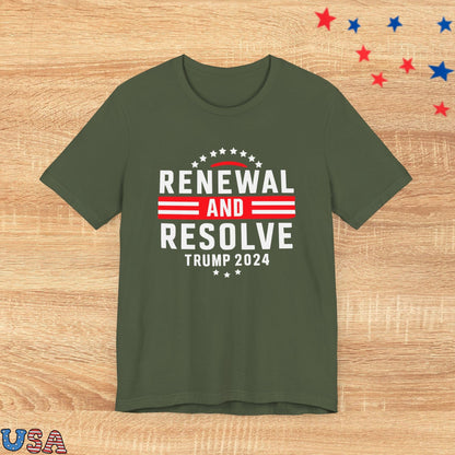 patriotic stars T-Shirt Military Green / XS Renewal And Resolve Trump 2024