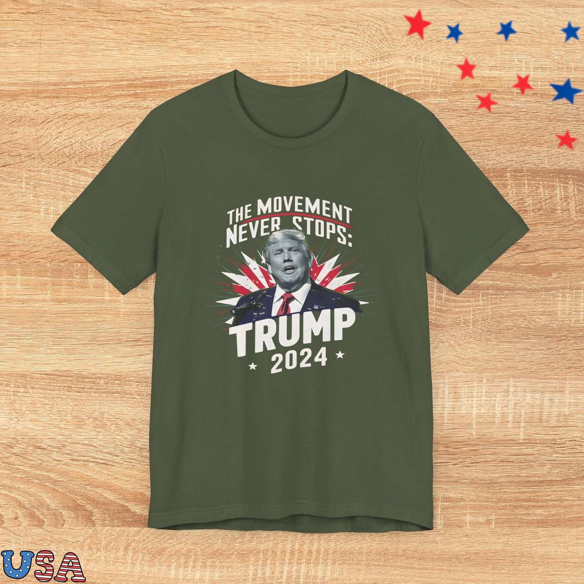 patriotic stars T-Shirt Military Green / XS The Movement Never Stops
