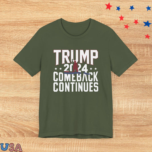 patriotic stars T-Shirt Military Green / XS Trump 2024 Comeback Continues