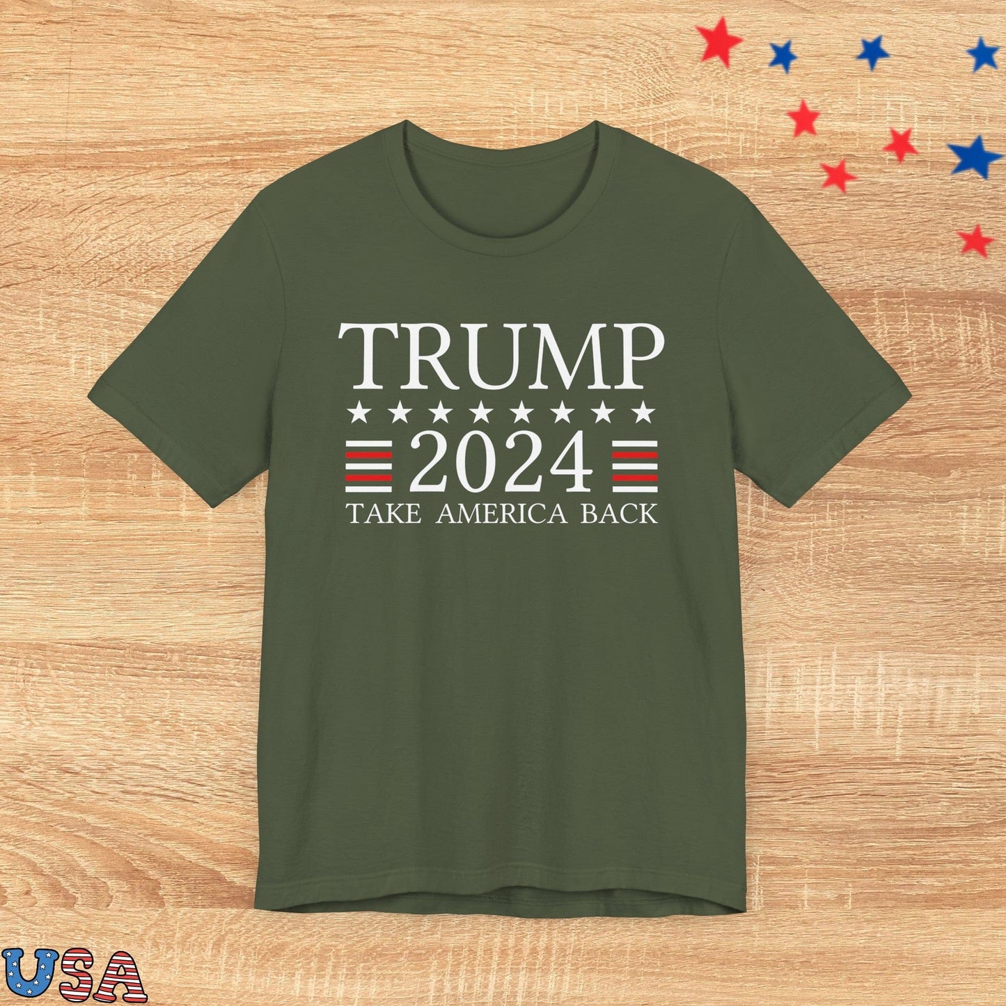 patriotic stars T-Shirt Military Green / XS Trump 2024 Red Lines