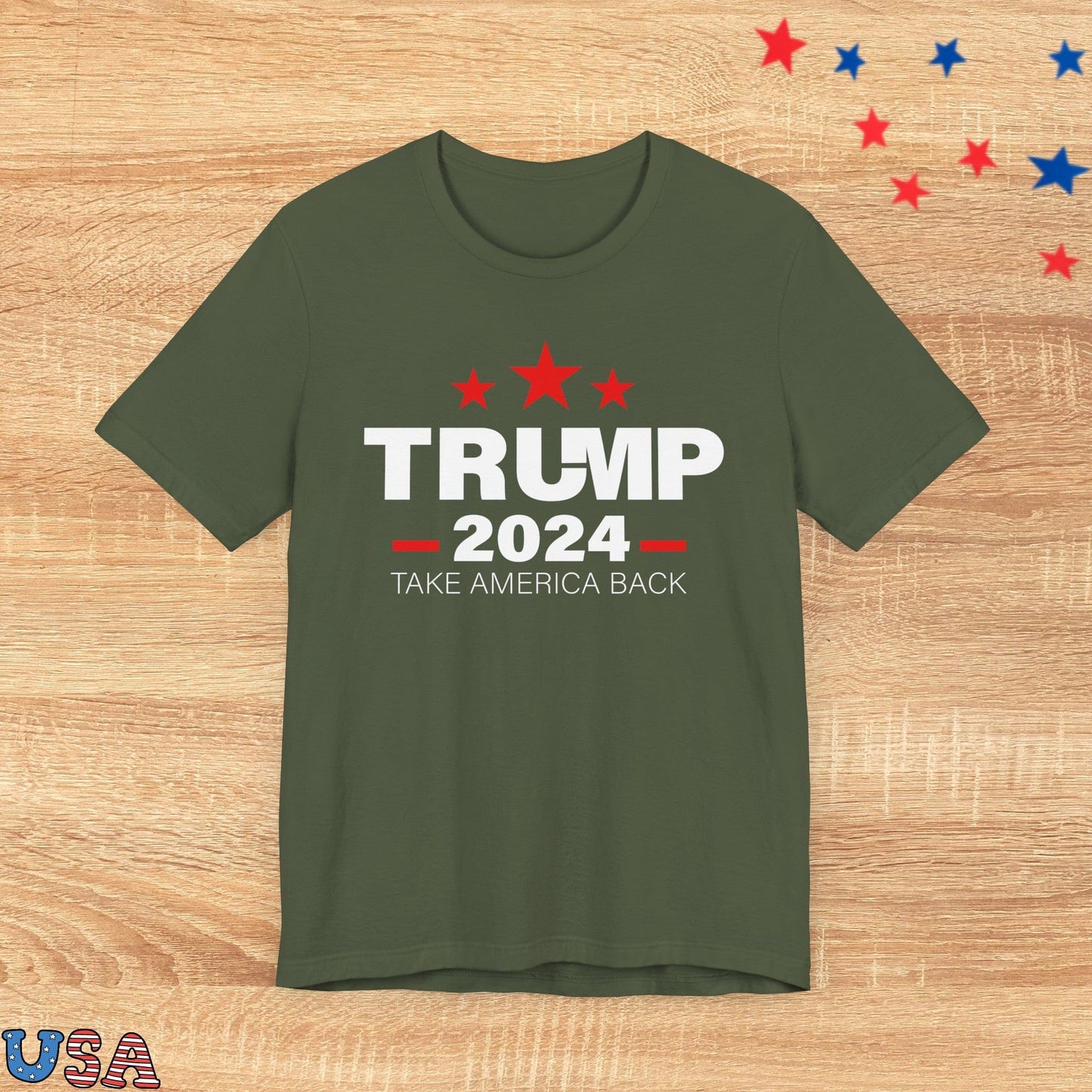 patriotic stars T-Shirt Military Green / XS Trump 2024 Red Stars