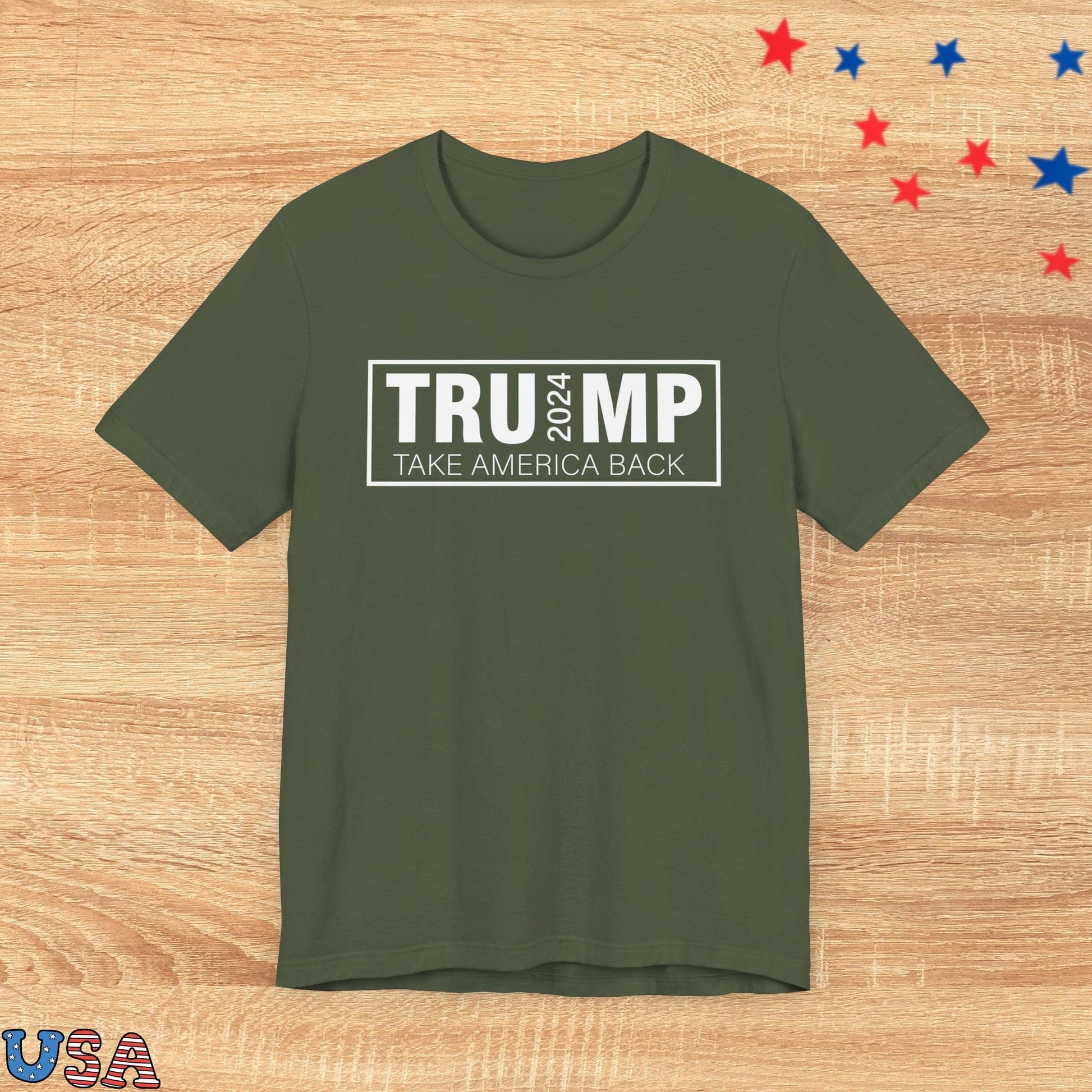 patriotic stars T-Shirt Military Green / XS Trump 2024 Take America Back