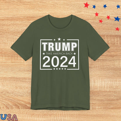 patriotic stars T-Shirt Military Green / XS Trump Take America Back 2024
