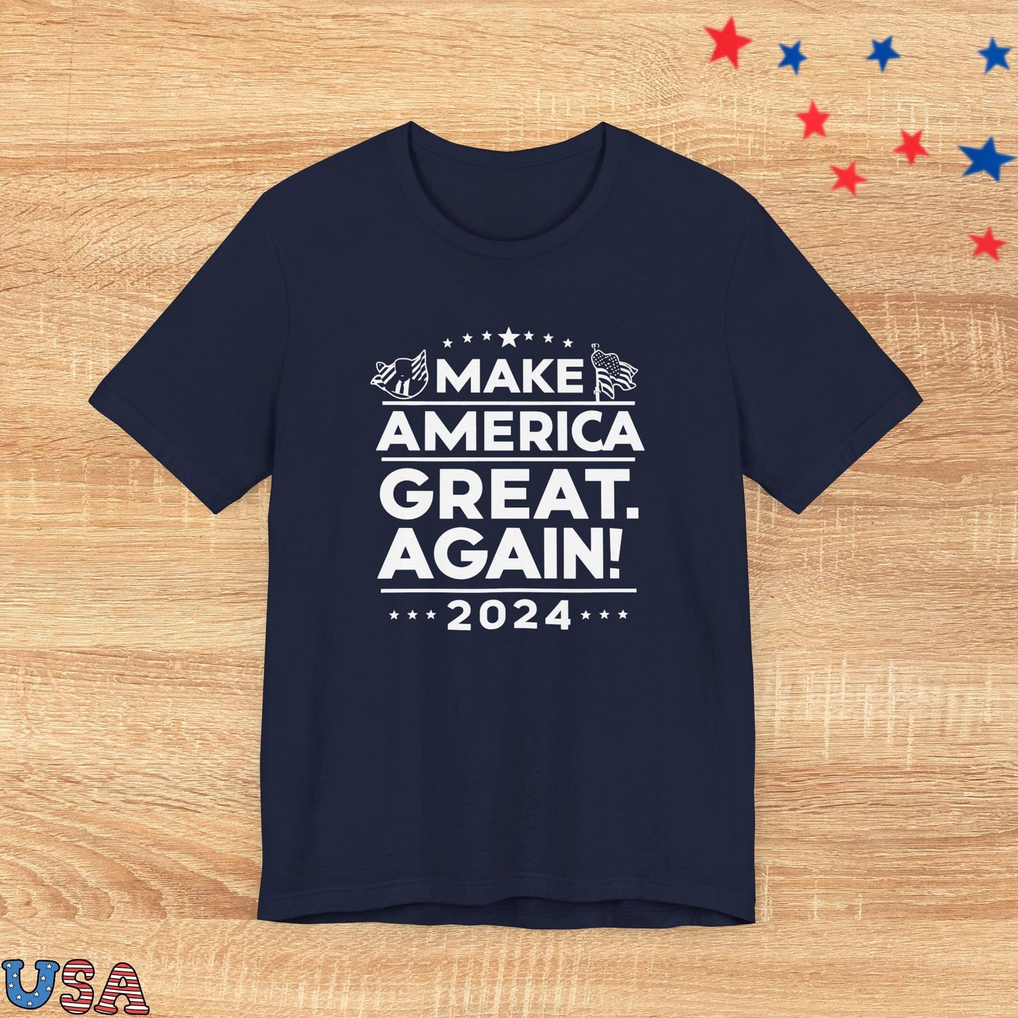 patriotic stars T-Shirt Navy / XS Make America Great. Again! 2024