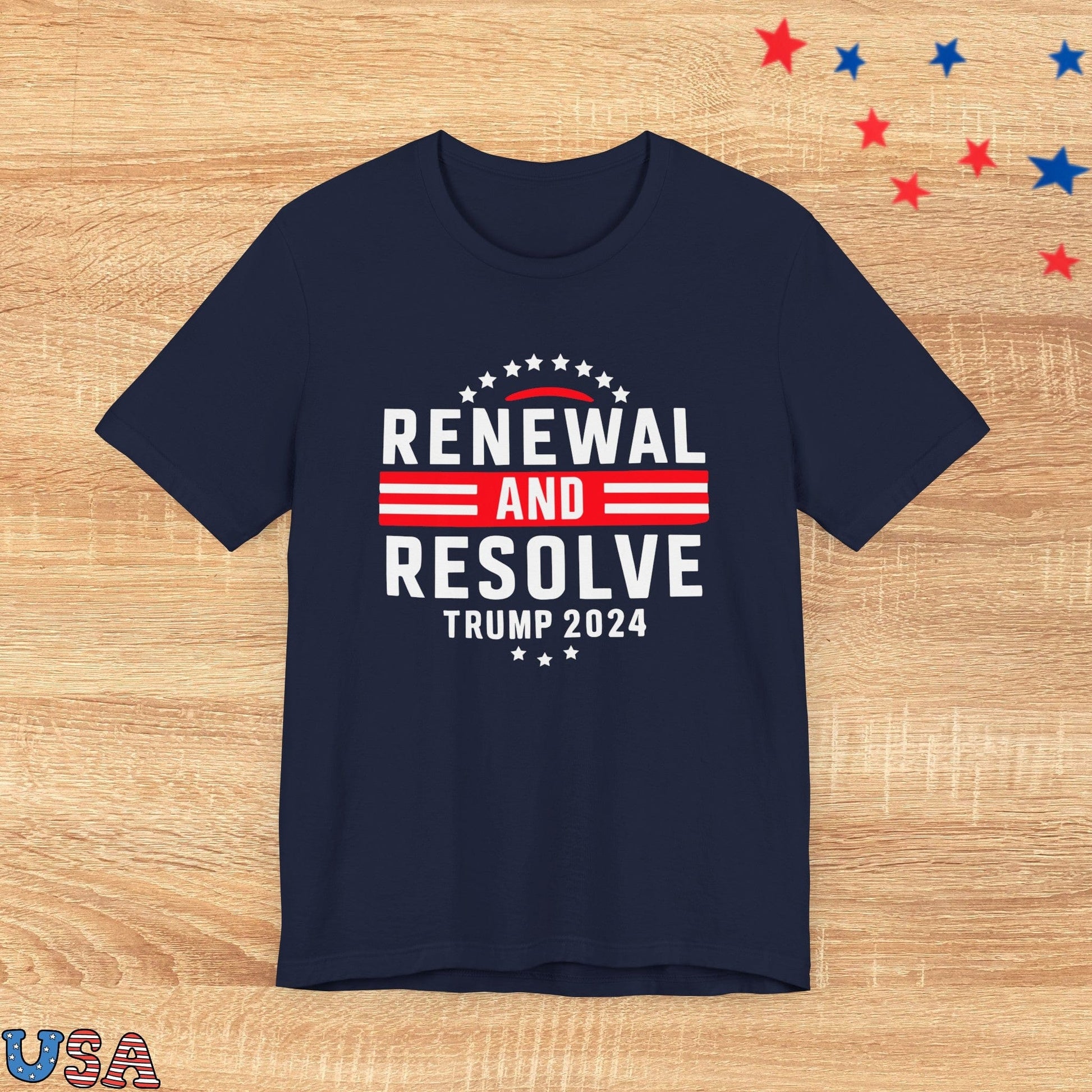 patriotic stars T-Shirt Navy / XS Renewal And Resolve Trump 2024