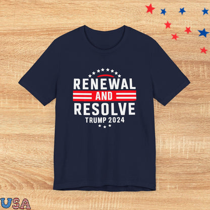patriotic stars T-Shirt Navy / XS Renewal And Resolve Trump 2024