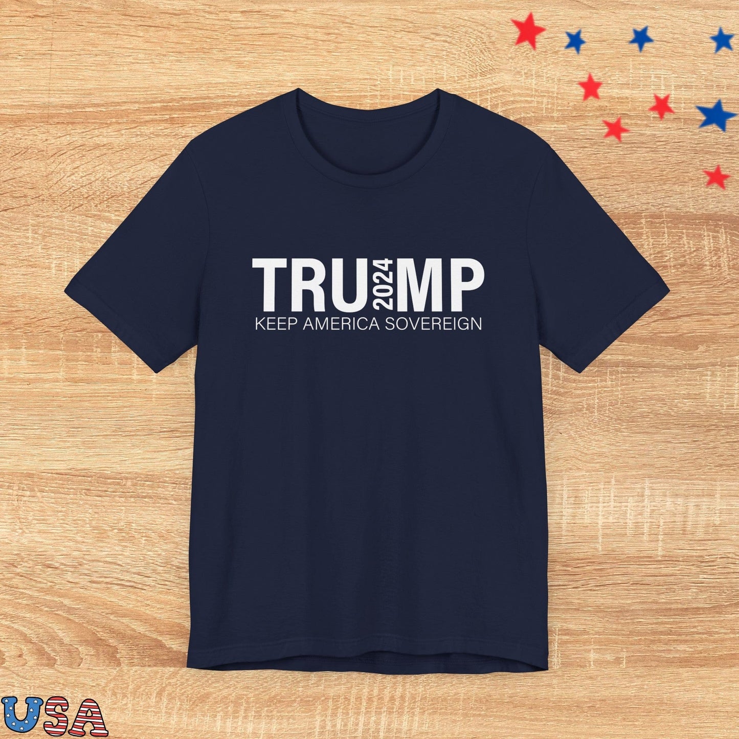 patriotic stars T-Shirt Navy / XS Trump 2024 Keep America Sovereign