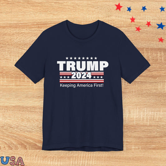patriotic stars T-Shirt Navy / XS Trump 2024 Keeping America First!