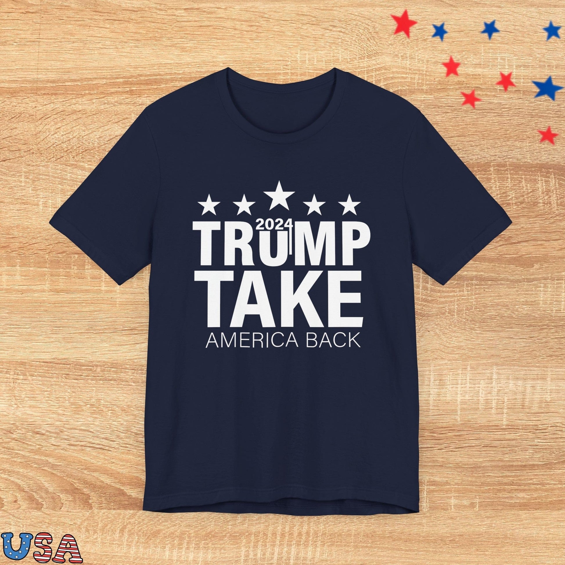 patriotic stars T-Shirt Navy / XS Trump 2024 Take America Back