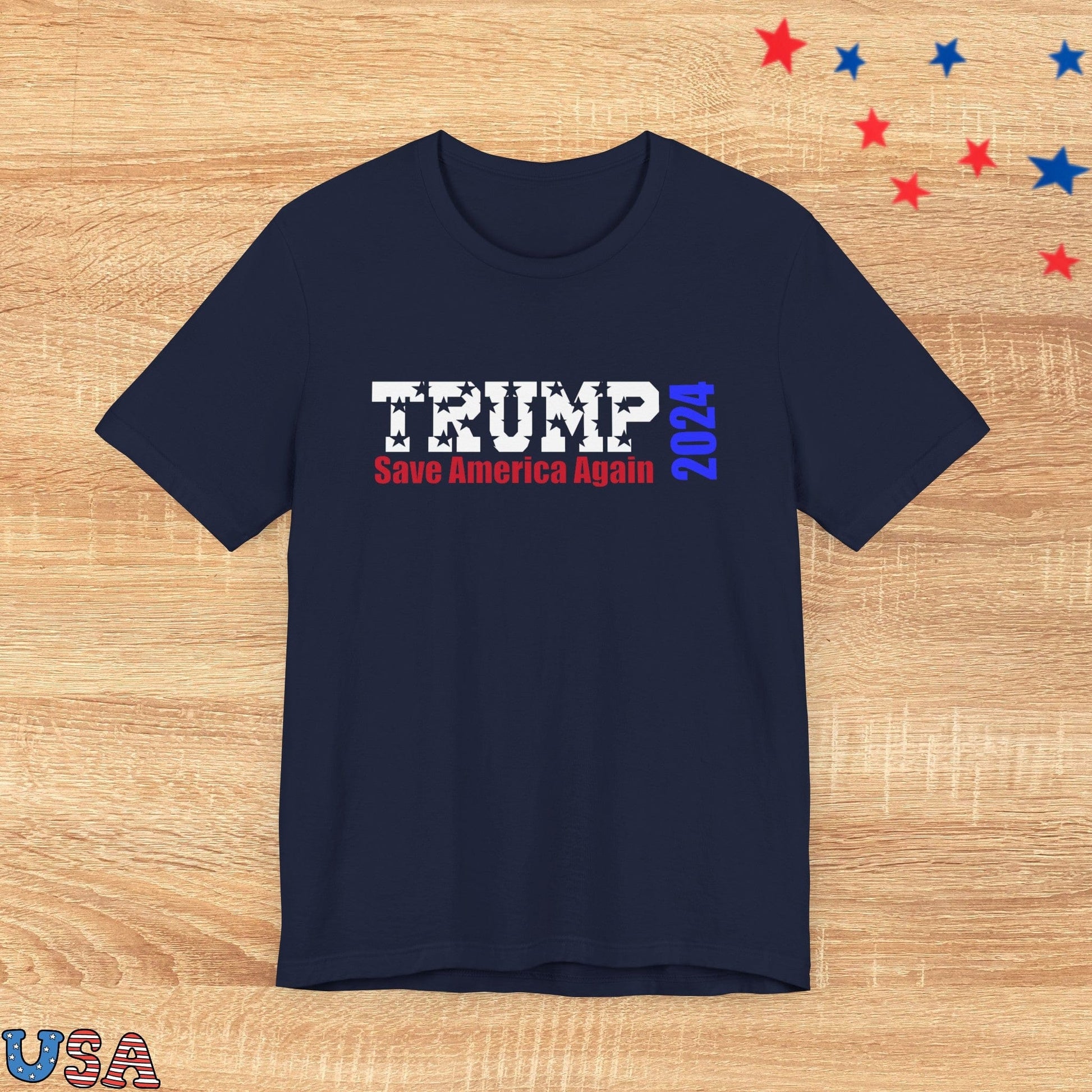 patriotic stars T-Shirt Navy / XS Trump Save America Again 2024