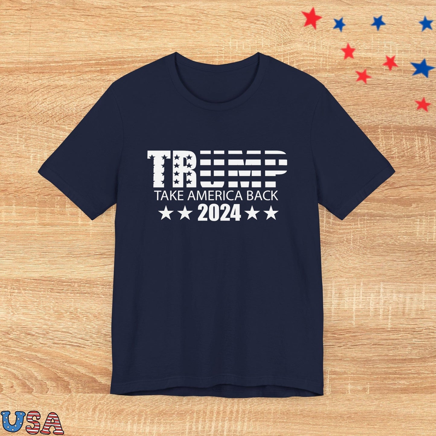 patriotic stars T-Shirt Navy / XS Trump Take America Back 2024