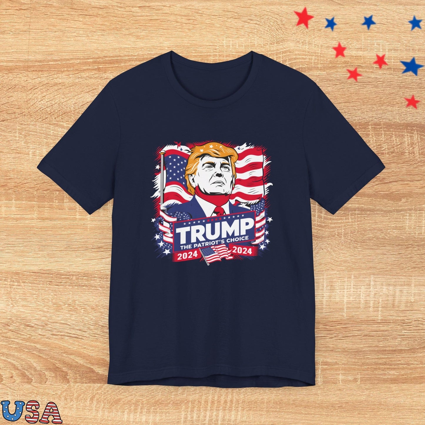 patriotic stars T-Shirt Navy / XS Trump The Patriot's Choice 2024