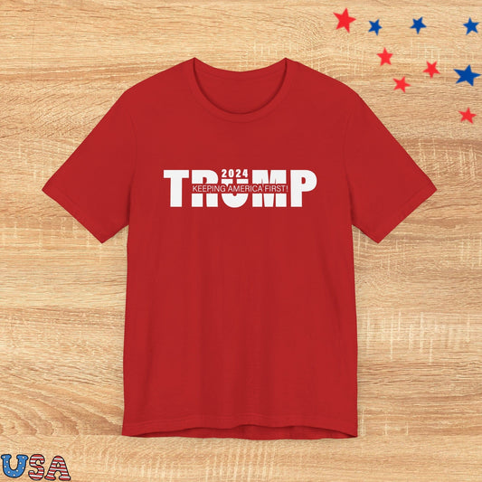 patriotic stars T-Shirt Red / XS Trump 2024 Keeping America First!