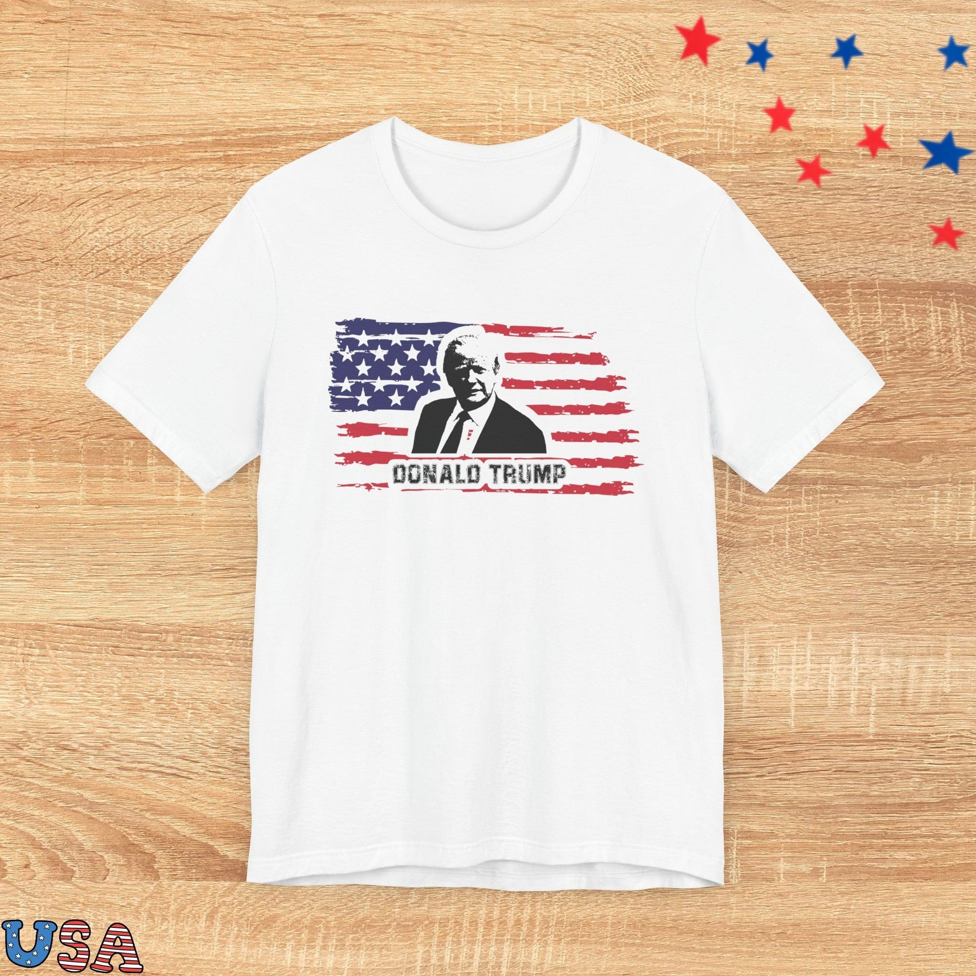 patriotic stars T-Shirt White / S Donald Trump And The Flag
