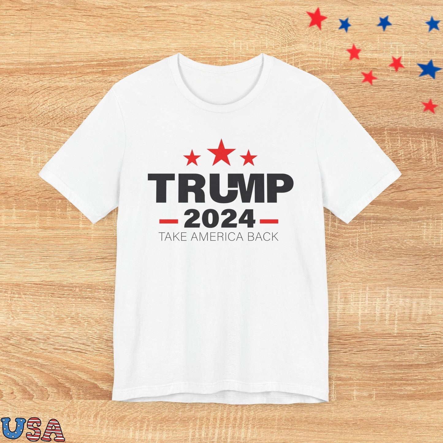 patriotic stars T-Shirt White / S Trump 2024 Red Stars