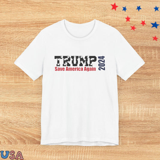 patriotic stars T-Shirt White / S Trump Save America Again 2024
