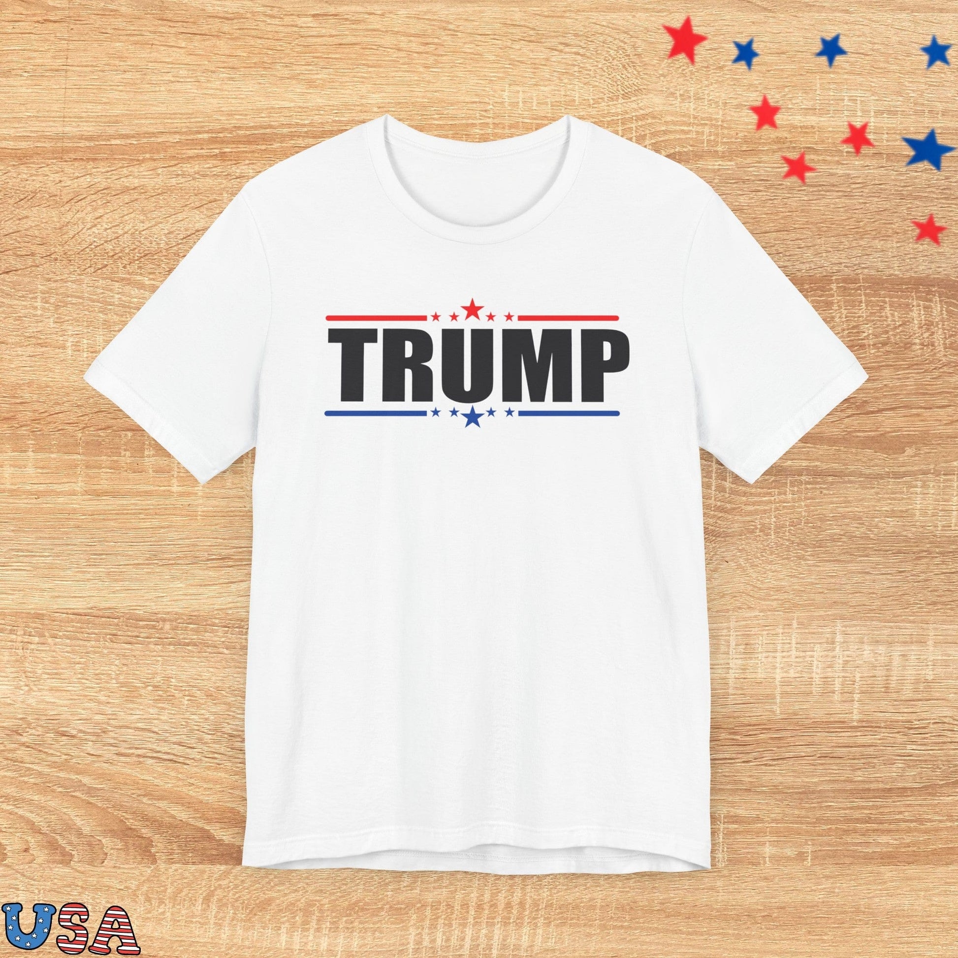 patriotic stars T-Shirt White / S Trump With Red & Blue Stars